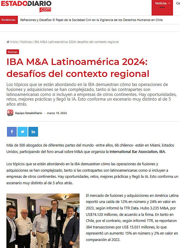 IBA M&A Latinoamrica 2024: desafos del contexto regional